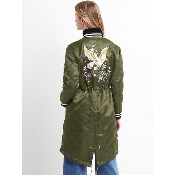 gap long bomber jacket